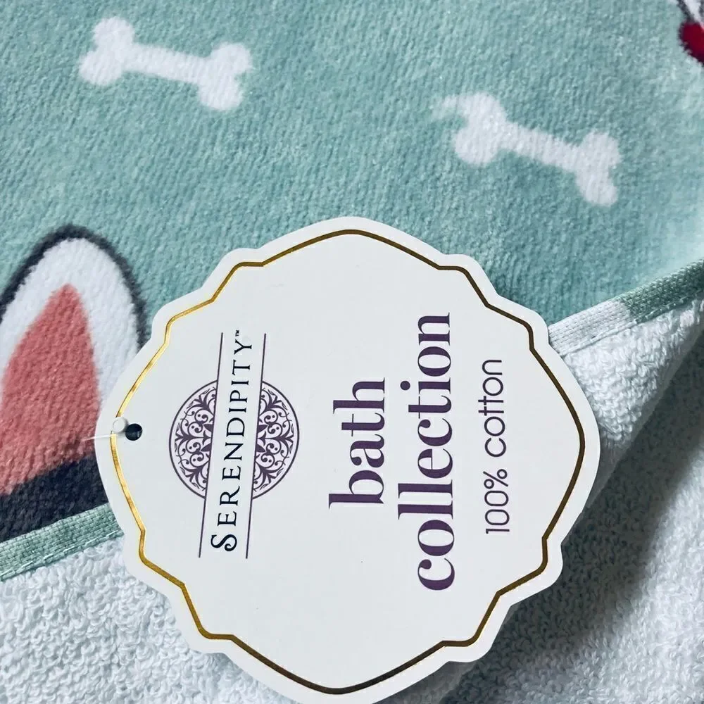 Boston Terrier Frenchie Dog Bone Print Bath Towels Set